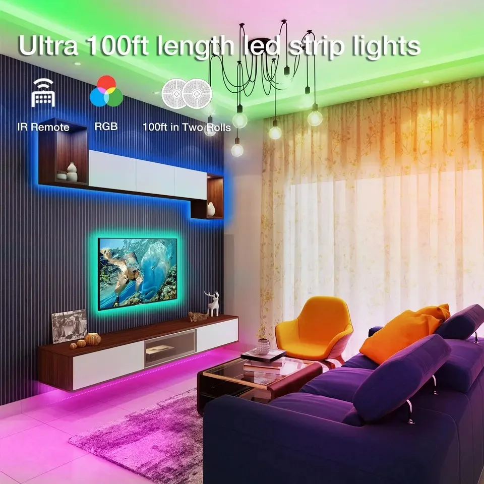 Hot Selling good quality App controlled full kit music SMD5050 5M 10M Outdoor Flexible waterproof smart RGB LED strip Light