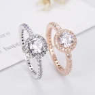 Round Ring Wholesale 925 Sterling Silver Fashion Zircon Round Sparkle Halo Ring