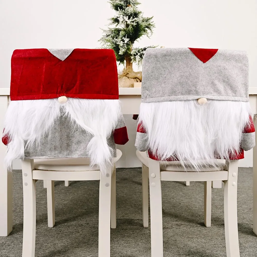 Christmas decoration Nordic foresters elderly chair cover merry christmas party home velvet decor Xmas chair cover