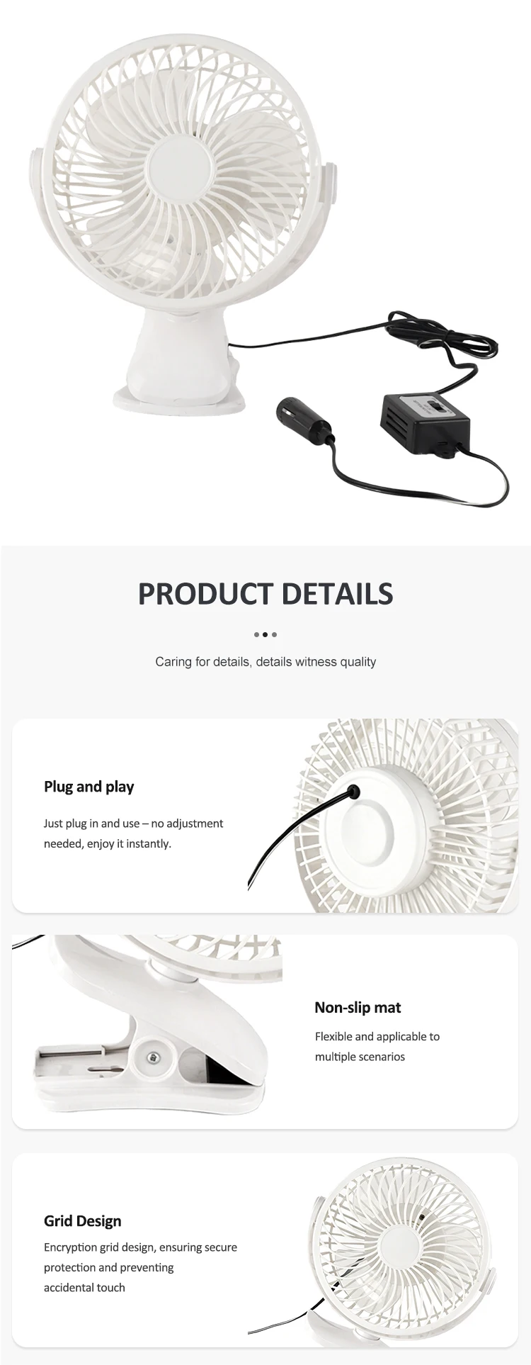 Ceiling Fan, Portable, Plastic, 12W - detail 12