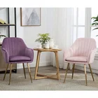 Modern Dining Chair Modernmodern Modern Home Furniture Restaurant Pink Velvet Chromed Legs Dining Chair