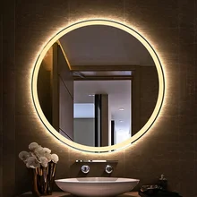 BOLEN Wholesale Simple Round Hotel Smart Bathroom Wall Mounted Shower Mirrors With Led Lights  Touch Switch