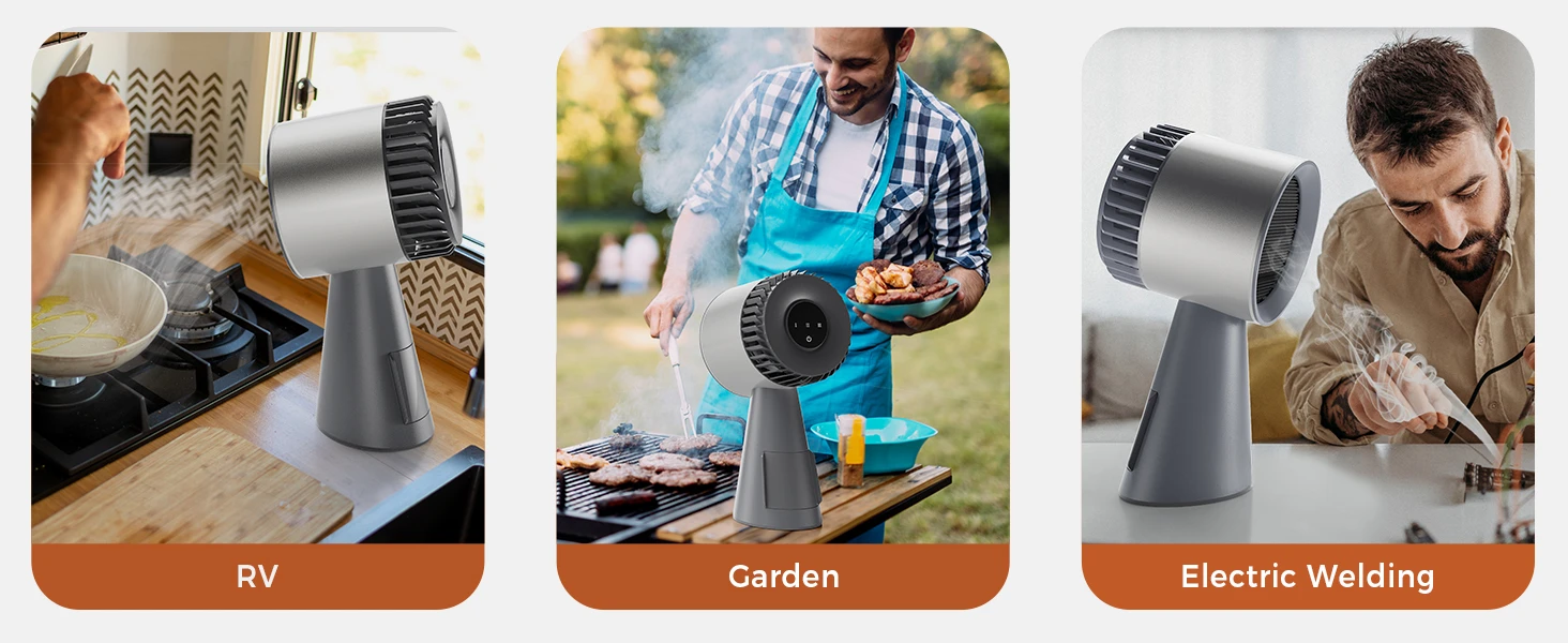 Portable Range Hood for Cooking 3-Speed Desktop Kitchen Exhaust Fan for Indoor BBQ, Hot Pot and RV Detachable Oil Cup