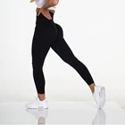 Supplier Black OEM Custom NVGTN Supplier High Waist Seamless Knitted Tight Yoga Pants Black Solid Seamless Leggings