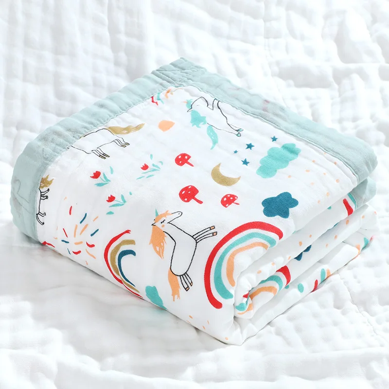 Comfortable newborn baby blanket super soft 6 layers 100% cotton quilt baby muslin blanket