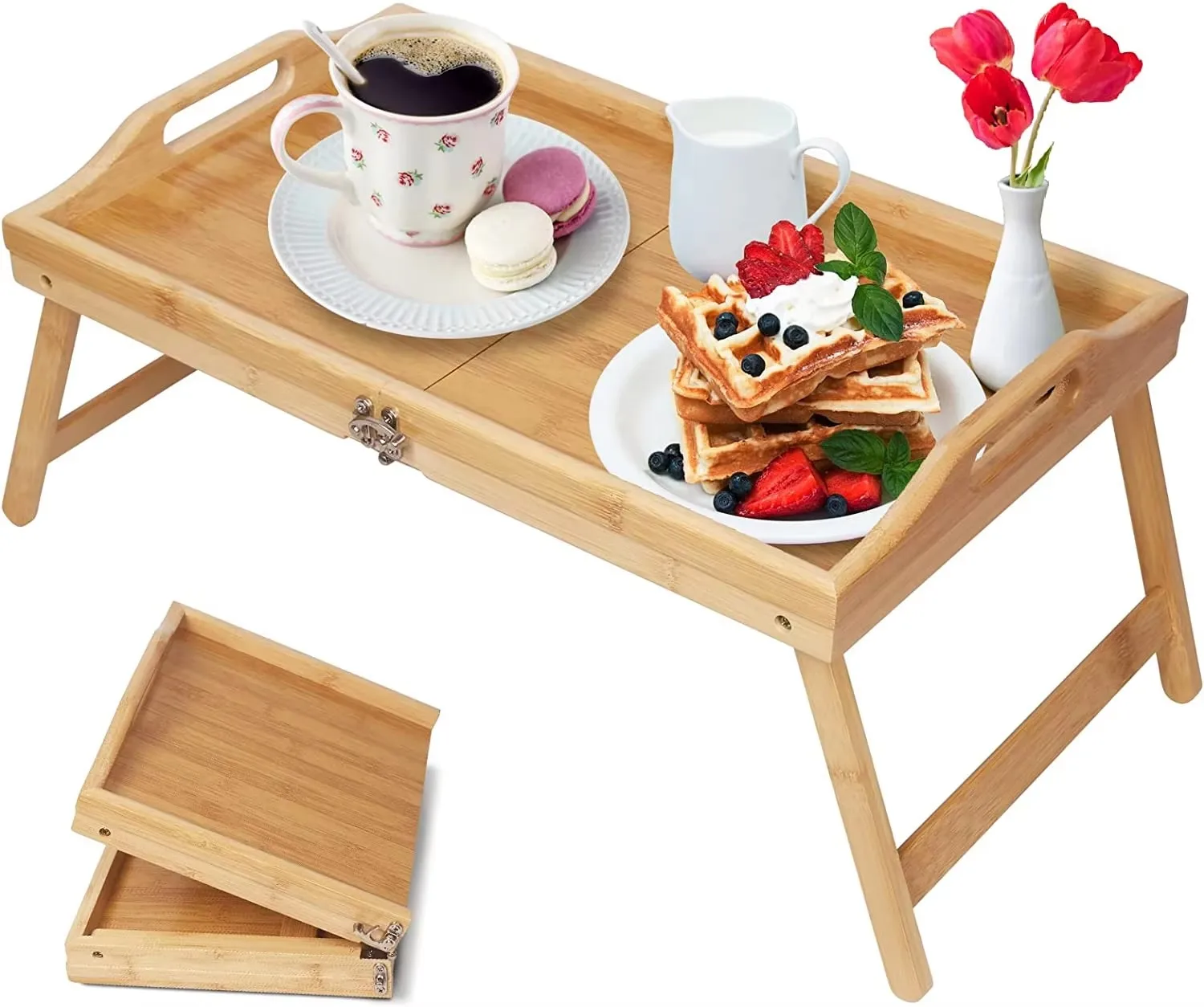product wholesale bamboo lazy breakfast bed tray kitchen platters snack serving tray table tray folding bed tray-2