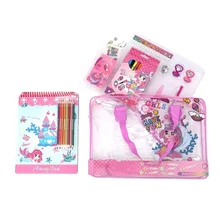 Kids Gift PVC Bag Stationery Set with Colored pencils School Products Coloring Book Ruler Pencil Case Stamps Back to School