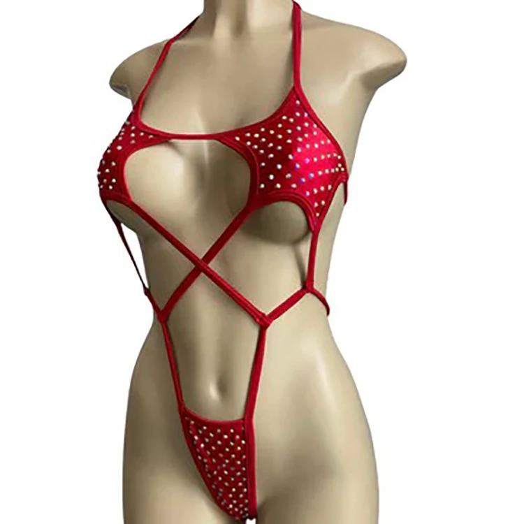 Oem High Quality Nylon Spandex Women Pole Lingerie Rhinestone Female