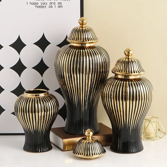 Grain Ginger Jar Ceramic Textures Vases for Flowers Home Decor Accents Luxury Furniture