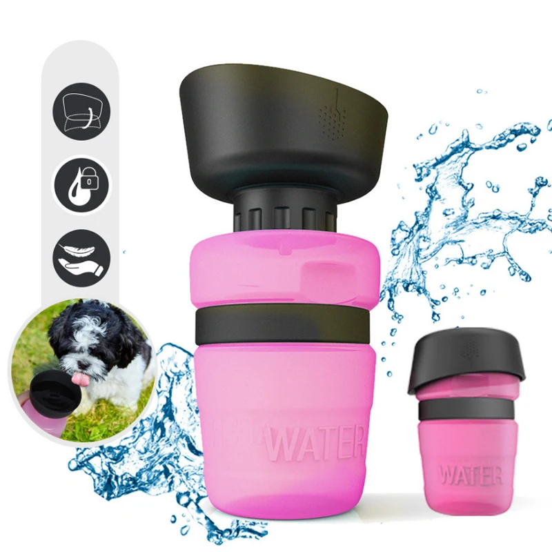 520ml 600ml Portable Pet Squeeze Large Dogs Foldable Water Bottle Dispenser Bowl for Walking Travel Hiking