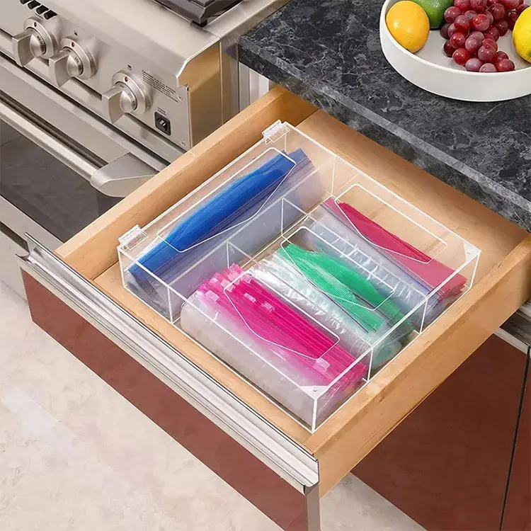 Custom Transparent Kitchen Ziplock Drawer Organizer Acrylic Food