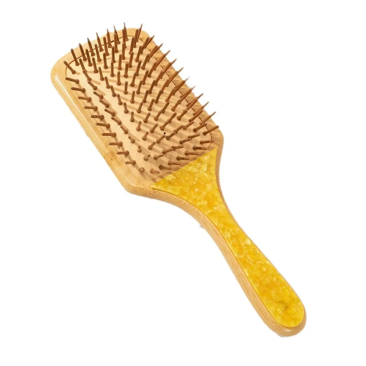 Custom Logo Eco-Friendly Modern Hair Tool Natural Bamboo Air Bag Hair Brush Acetate Bristle Paddle Eco-Friendly Hair Care Comb factory