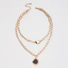Gold Fashion Initial Gold Chain Gold Plated Necklace Stainless Steel Chain Pendant Layered Necklace