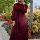 Party Dresses 2021 Hot Sale Dubail Abaya Elegant Satin Arabic Muslim Party Dresses