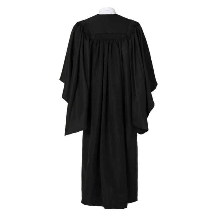 Custom Matte Deluxe UK Black Bachelor Graduation Gown with Bat Wing Sleeves supplier