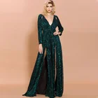 Red Evening Gowns Red Long Sleeves Evening Dresses 2016 V-neck Open Backless Party Prom Gowns Formal Dress