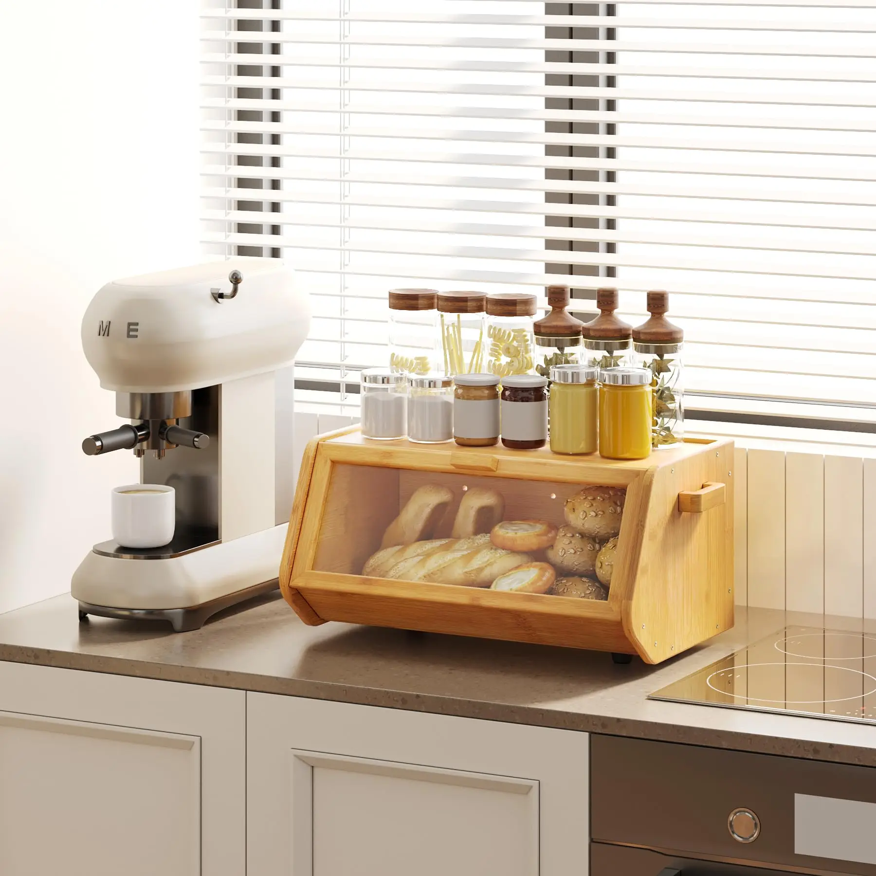 product large capacity bread box bamboo box kitchen cabinet organizer bread storage container home products for kitchen countertop-10