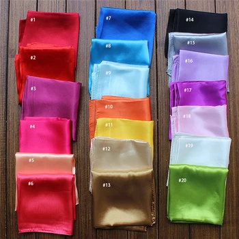 Wholesale solid color custom women square stain silk scarf 55*55cm