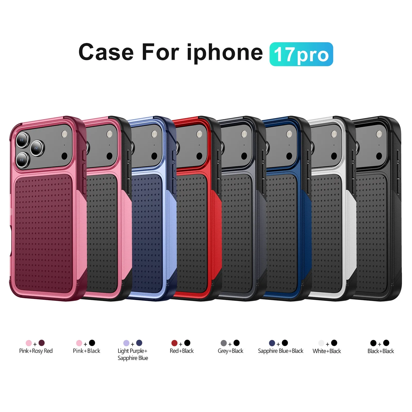 product laudtec shockproof anti scratch phone case for iphone air 17 16 pro max heavy duty tpupc protective simple back cover sjk1112-3