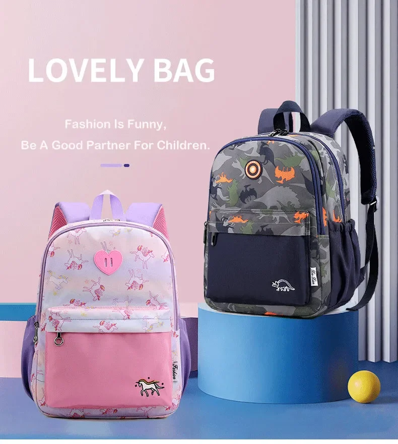 Kids School Bags Children Cute Backpack Print Resistant Sweet Dinosaur Unicorn Cartoon Unisex Women's Backpacks Western Backpack