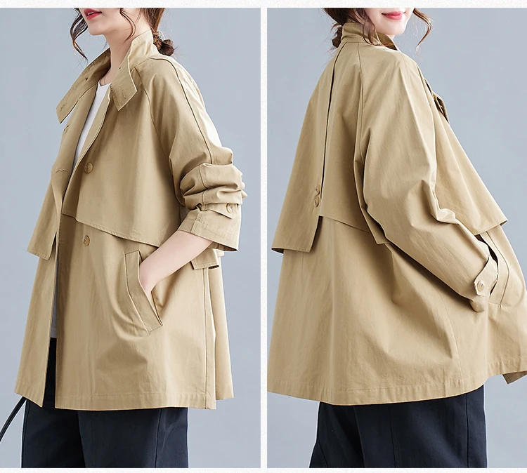 Boutique Wholesale 2025 Autumn New Fashionable Stand Up Collar Versatile Casual Loose Women's Trench Coats