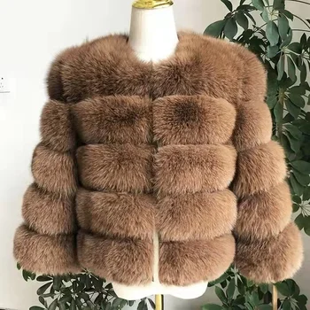 Winter Warm Real Fox Fur Long Coats Women High Quality Outerwear Genuine Fur Jacket Overcoat