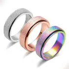 Size6-10 6MM 4 Colors Stainless Steel Sand Blast Glitter Fidget Spinner Anxiety Ring