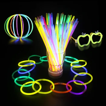 Colorful Neon Bracelet Necklace Glow Stick Party Pack For Kids 100pcs 8Inch Glow In Dark Sticks Bracelets