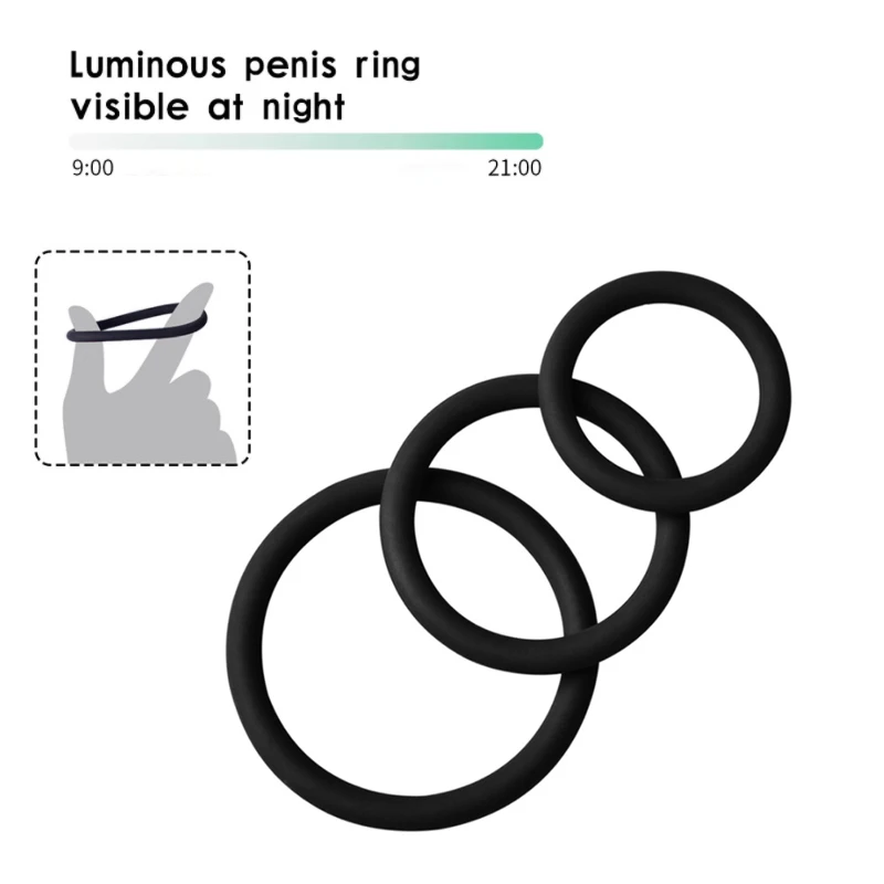 3pcs Silicone Luminous Cock Ring Sex Toys Delay Ejaculation Testicle