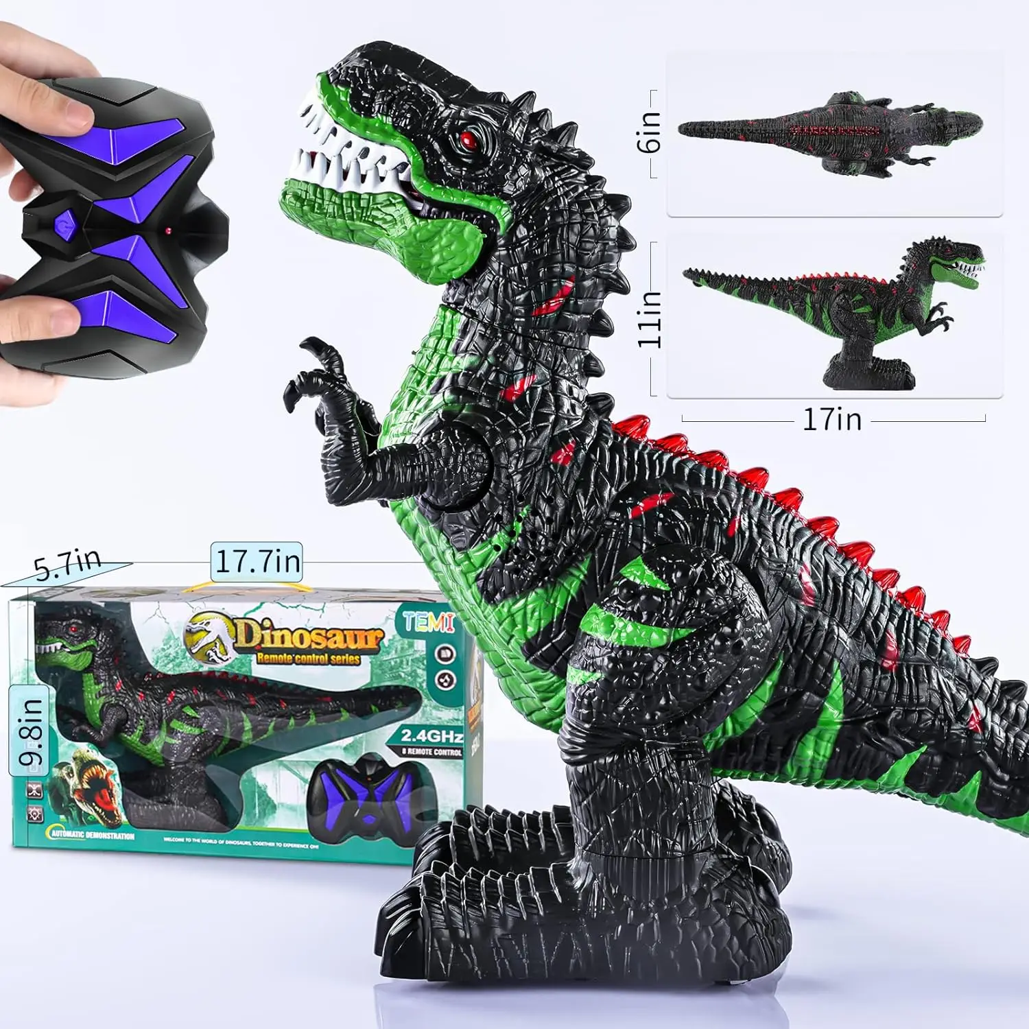 EPT Kids Rechargeable Electric Walking T-rex Dino Remote Control Walking Led Robot Rc Dinosaur Toys