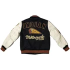 Custom Leather OEM ODM Custom Men's Premium Classic Snap Button Vintage Baseball Letterman Genuine Leather Jacket