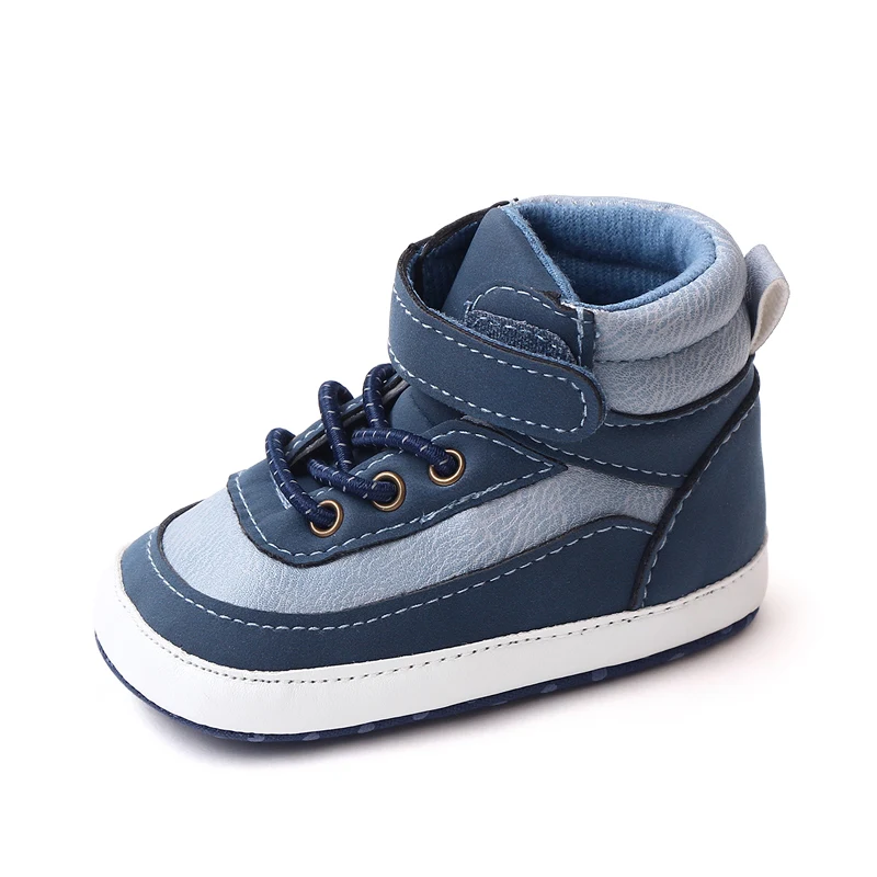 High Top Dark PU Surface Warm Boy Baby Autumn and Winter Thermal Walking Shoes details