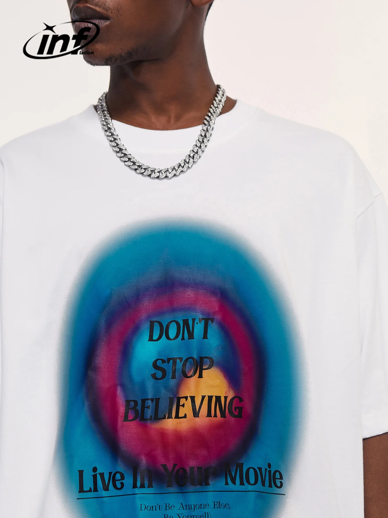 INFLATION Digital Printing 220 gsm Cotton t shirt fashion sport summer hang tag high quality tee shirt