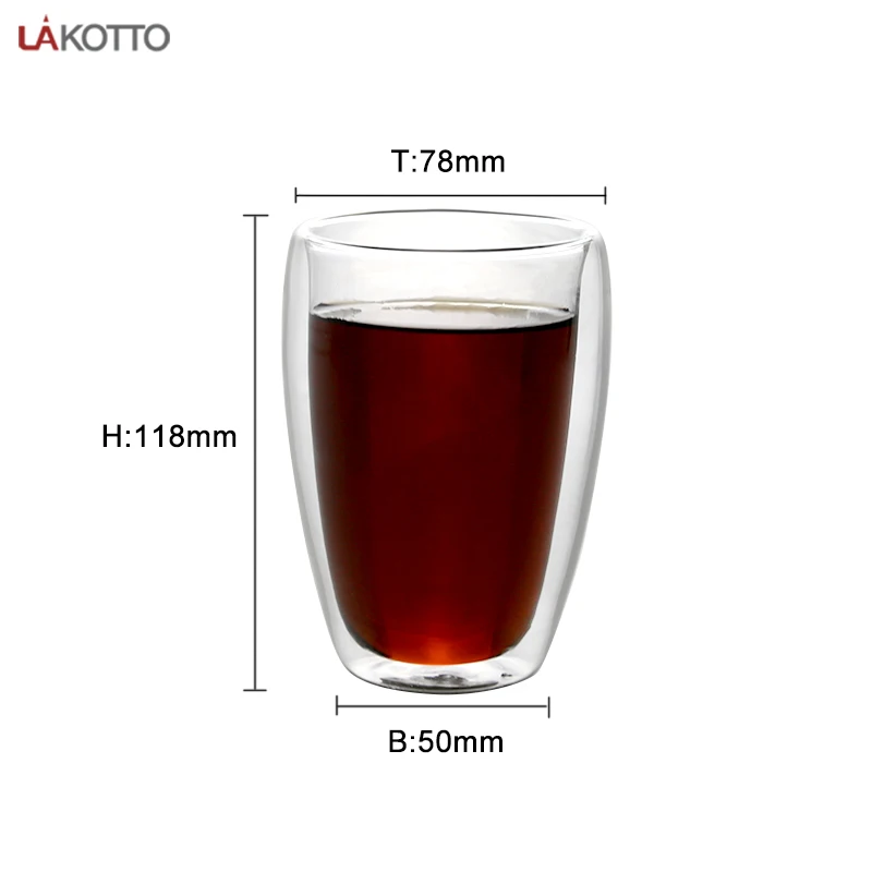 Good Quality clear 320ml reusable coffee cup glass borosilicate double wall glass drinking cup