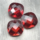 Stones Garnet Double Side Checker Cushion Shape Cut Cubic Zirconia Stones