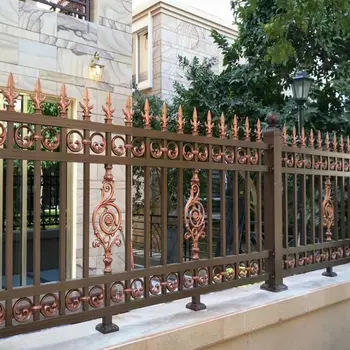 Best quality solid black metal pipe fence, iron / steel pipe fence panel for sale