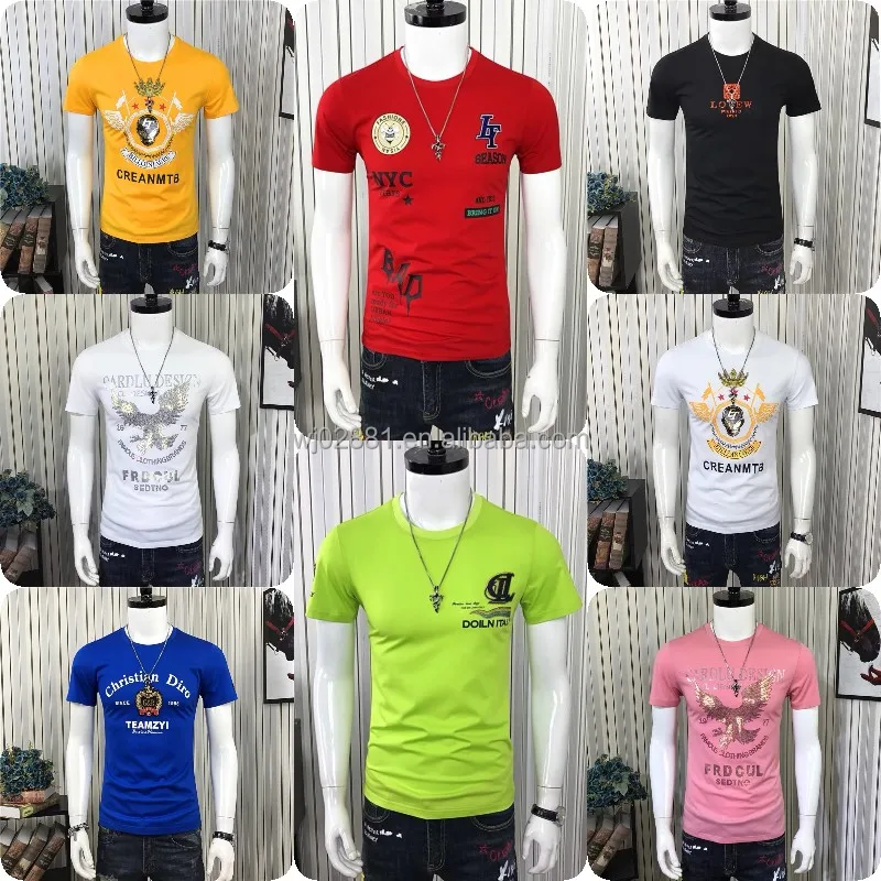 New Men's Casual T-shirt 3 Rib Collar 100% Cotton Fashion Street Trend Men's T-Shirt