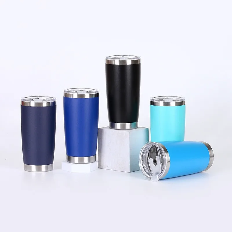 Hot Sale Coffee Cups 20 oz Powder Coating Stainless Steel Travel CAR HOLDER Mugs Vacuum Insulated Tumblers With Lid