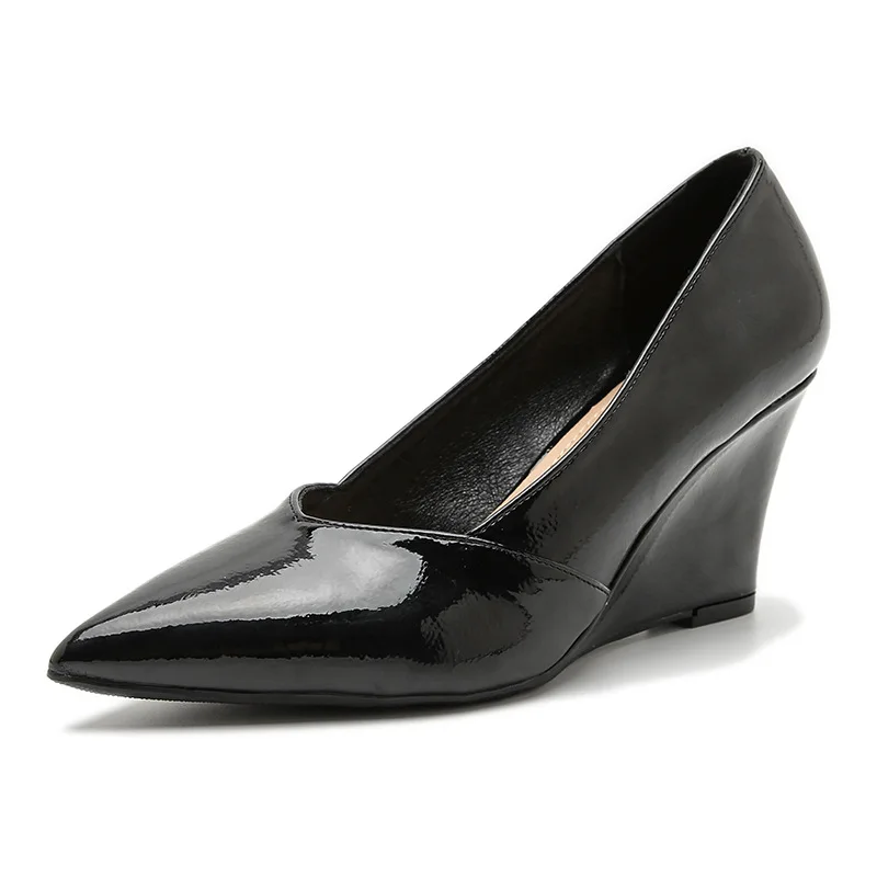 2024 OEM wholesale spring trendy women office shoes short heels thick bottom platform custom wedges