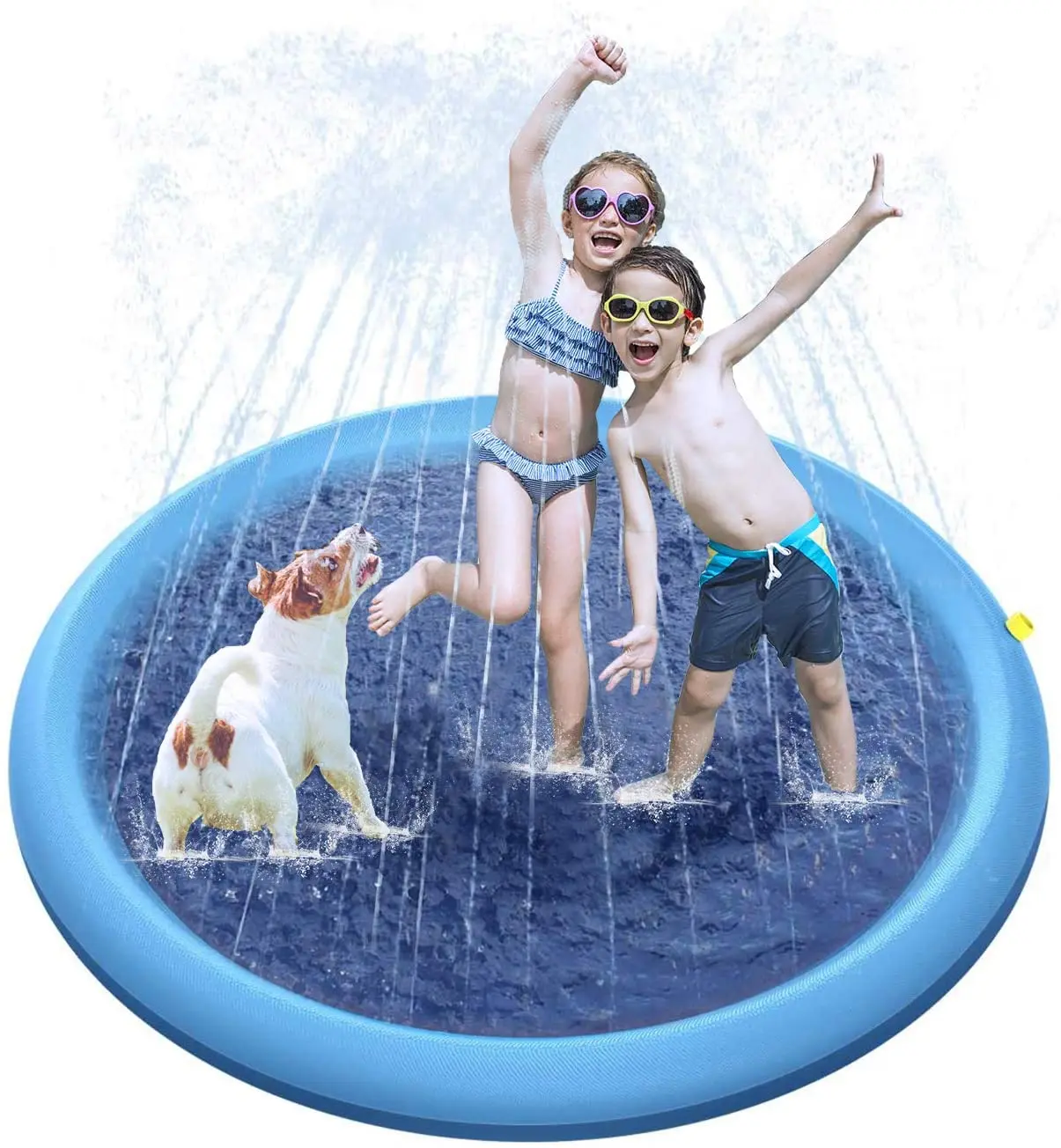 59inch Thicken Dog Pool with Sprinkler Splash Sprinkler Pad for Dogs Cats and Kiddie