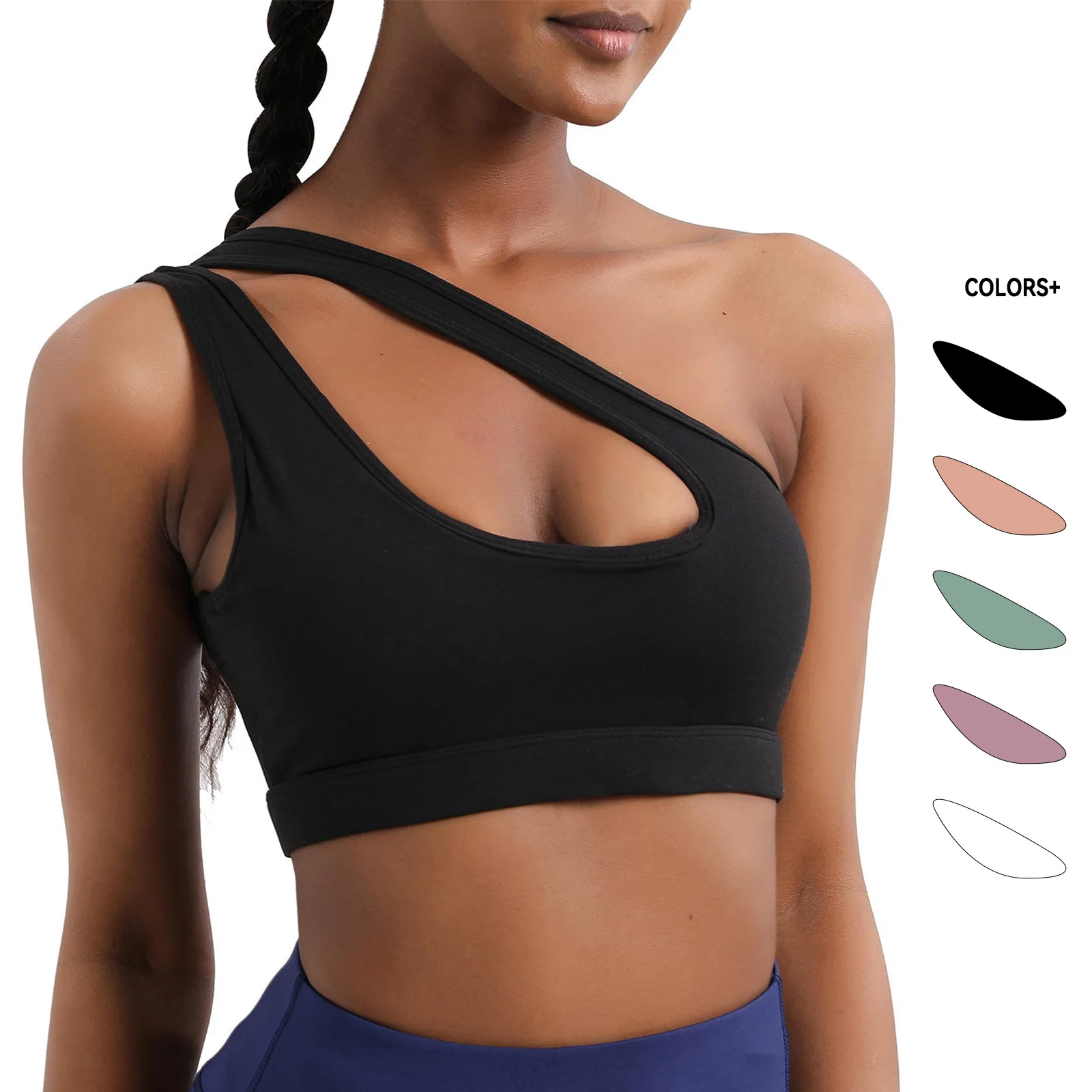 Customized Design  shoulder asymmetric yoga vest workout running  bras breathable Bra Fitness Sports women