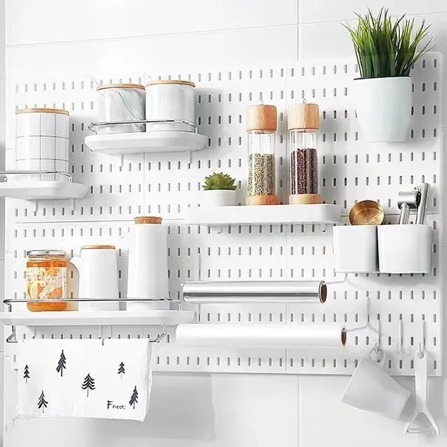 Household Dormitory Kitchen Bathroom Free Perforation Hole Plate Wall Hanging Shelf Storage Hook Rack