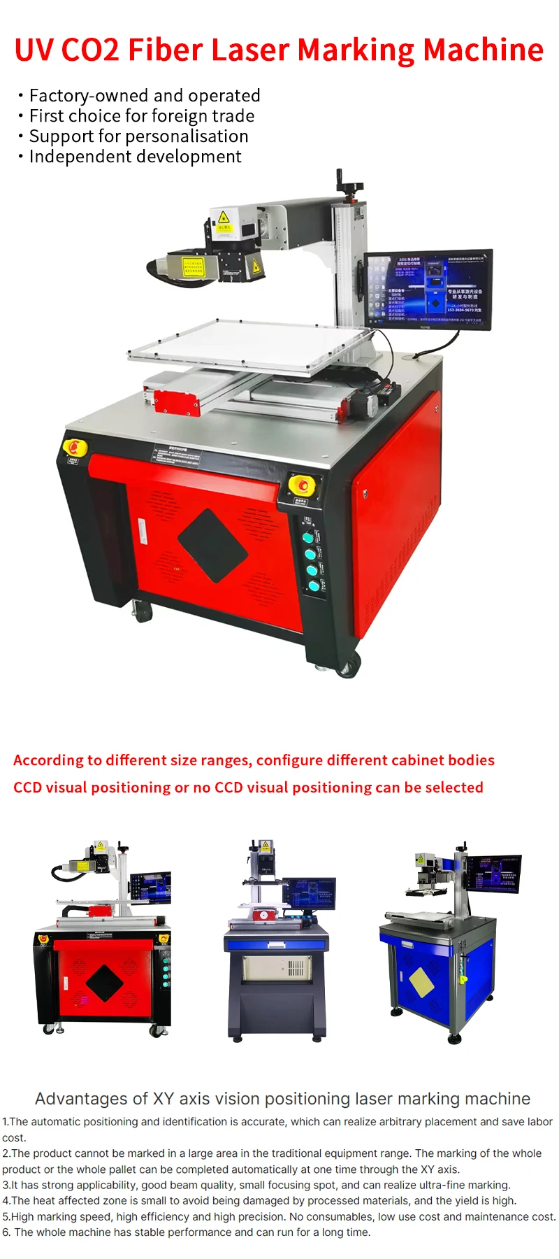 Large Range 550X650MM Working Area UV CO2 Fiber Laser Marking Machine XY Axis Mobile Platform Supports DXF BMP AI Graphic Format