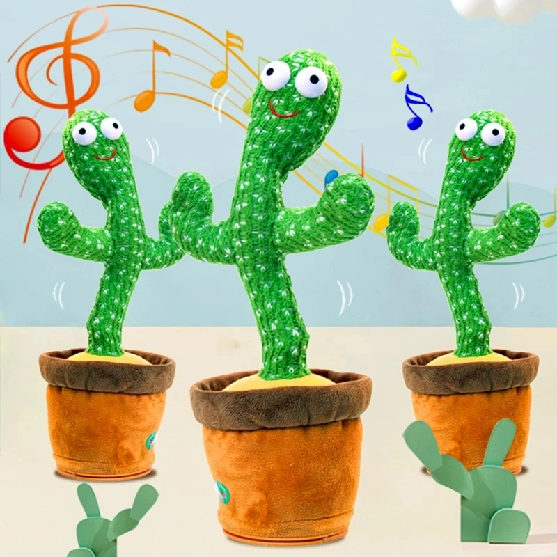 Dancing Cactus Repeat Talking Toy Song Speaker Wriggle Dancing Sing