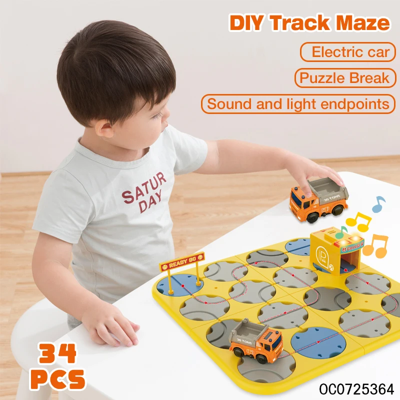 Road blocks construction car marble maze track puzzle game toys for kids