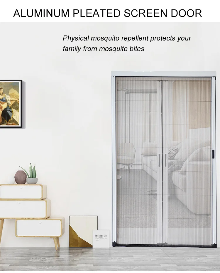 Aluminum Profile Trackless Plisse Mosquito Folding Insect Screen Door