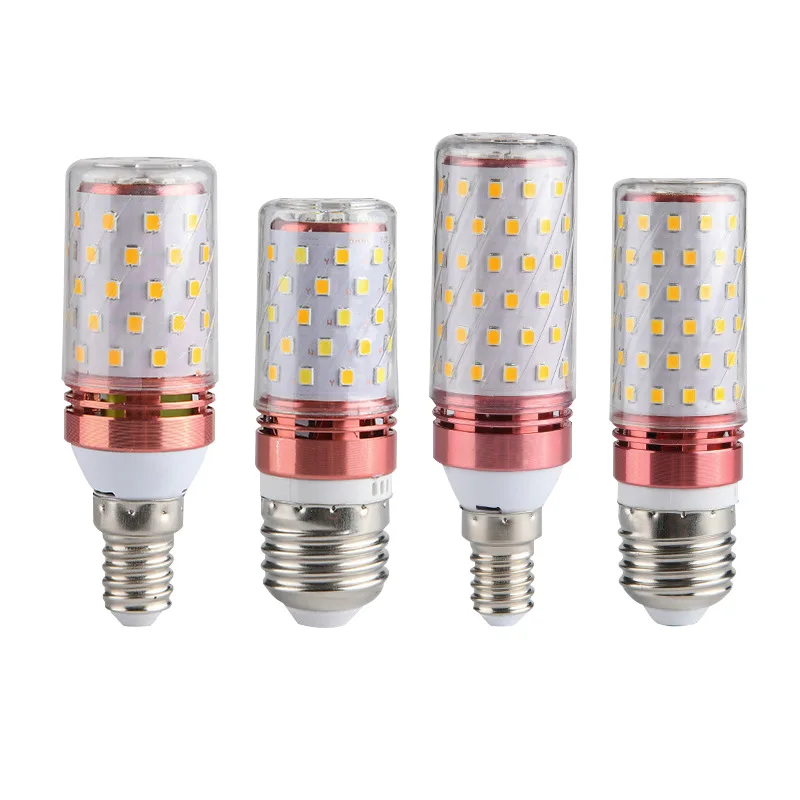 China factory direct led bulb E27 corn lamp E14 screw 220V household energy-saving tricolor dimming 12W16W