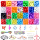 Beads 5700+pcs Multicolor Craft Beads Pony Beads Rainbow Kit For DIY Jewelry Making