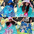 Printed Cotton Terry Towel Printed Custom Printed Kids Bath And Beach Soft Cotton Terry Hooded Towel Wrap
