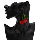 Cherry Earrings Earrings Cute Cherry Cristal Beaded Dangle Earrings For Girls